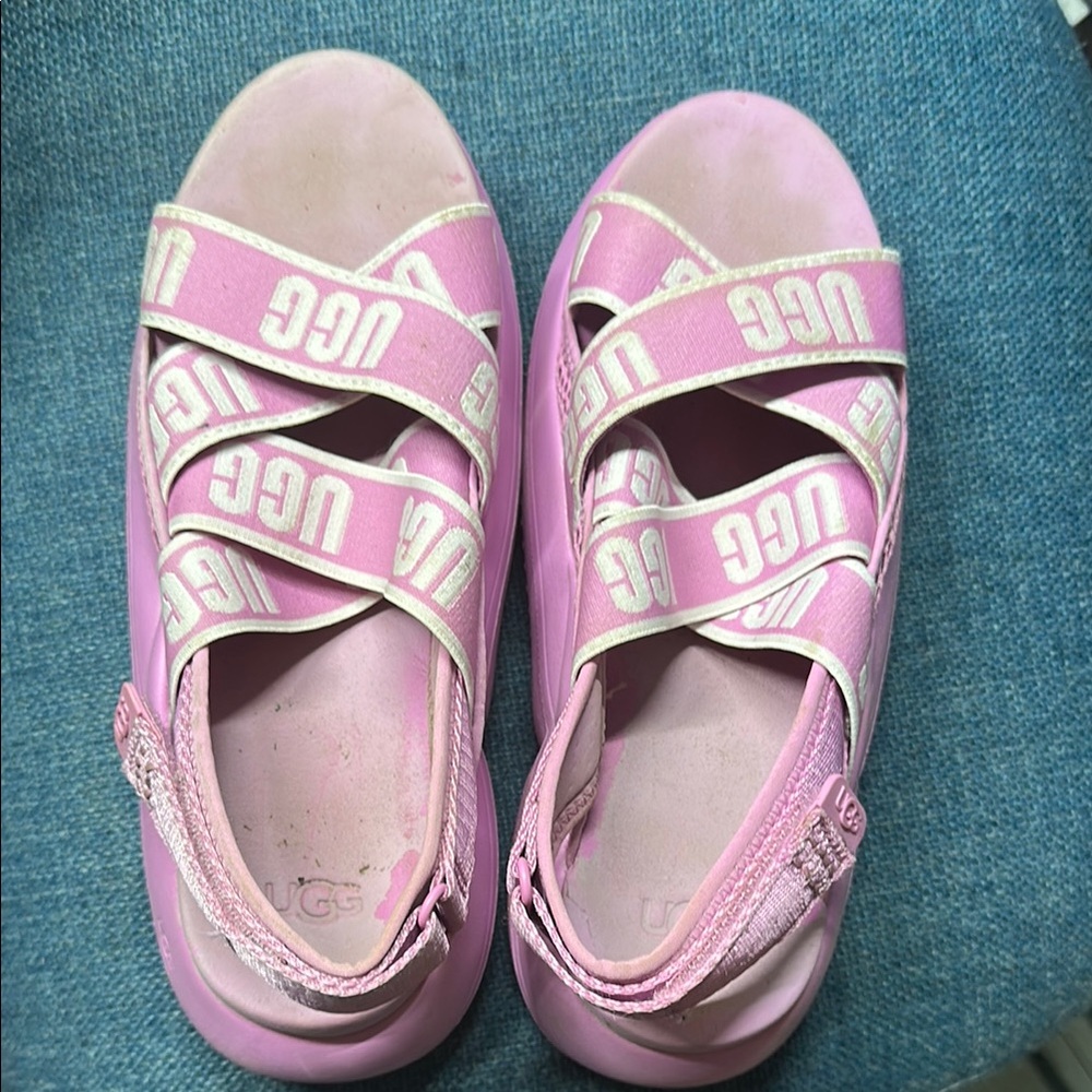 UGG Pink Platform Shoes with Crisscross Straps